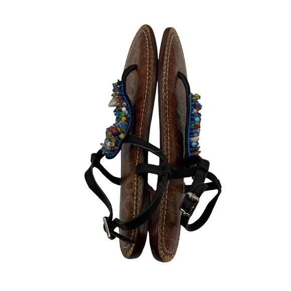 Sam Edelman Gabrielle Beaded Shell Boho Ankle Strap Sandals Size 6 1/2 Women's - Picture 7 of 9